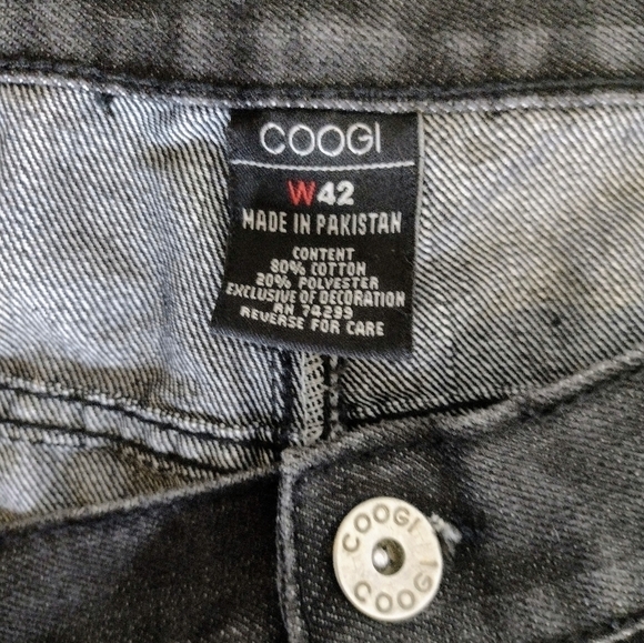 Vintage COOGI Men's Shorts Charcoal Denim w/ Gold Embroidery Size 42 - Picture 6 of 6